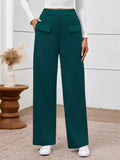 BTFBM Women's High Waisted Stretchy Palazzo Pants Dark Blue Size L by Deal US