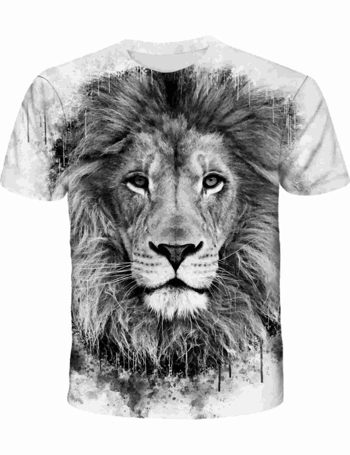 Wuiliy 3D Pattern T Shirt for Men Casual Printed Short Sleeve Animal Graphic Tee by Deal US