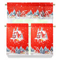 aiwkjdns 3 Piece Christmas Kitchen Window Curtains Set Red Rayon 27.5x36 in by Deal US