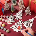 MoDooris 24Pcs White Wooden Christmas Tree Tabletop Decor Rustic Xmas by Deal US