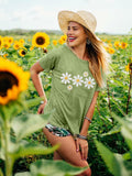 LUKYCILD Daisy Graphic Short Sleeve Summer Shirt Top Green Size M by Deal US