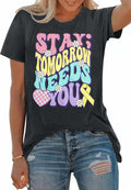 FAYALEQ Suicide Awareness Women Shirt Dark Grey Letter Print Size L by Deal US