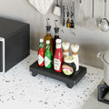 ZGO Small Counter Set of 2 Decorative Vanity Tray Wooden Soap Holder Black by Deal US