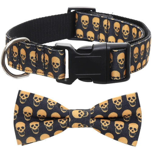 Lamphyface Halloween Dog Collar with Removable Cute Bow Tie Adjustable Cotton L by Deal US