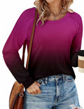 StunShow Womens Long Sleeve Tunic Top Crewneck Gradient Rose Size L by Deal US