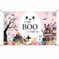 Mocsicka Little Boo Halloween Baby Shower Backdrop Banner Pink Black 70.8x43.3in by Deal US