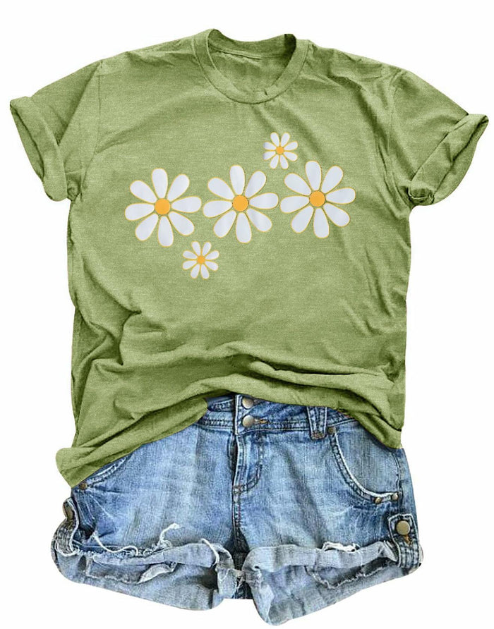 LUKYCILD Daisy Graphic Short Sleeve Summer Shirt Top Green Size M by Deal US