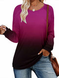StunShow Womens Long Sleeve Tunic Top Crewneck Gradient Rose Size L by Deal US