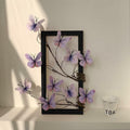 HMKAIJUFUL Handmade Butterfly Wall Art Wood Frame Blue Purple 16x8in by Deal US