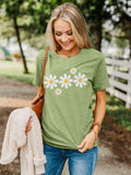 LUKYCILD Daisy Graphic Short Sleeve Summer Shirt Top Green Size M by Deal US