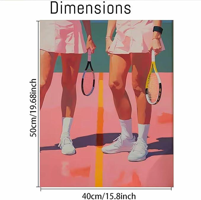 cupmod Vintage Sport Paint by Numbers Kit Retro Tennis 16x20 inch by Deal US