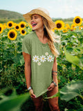 LUKYCILD Daisy Graphic Short Sleeve Summer Shirt Top Green Size M by Deal US
