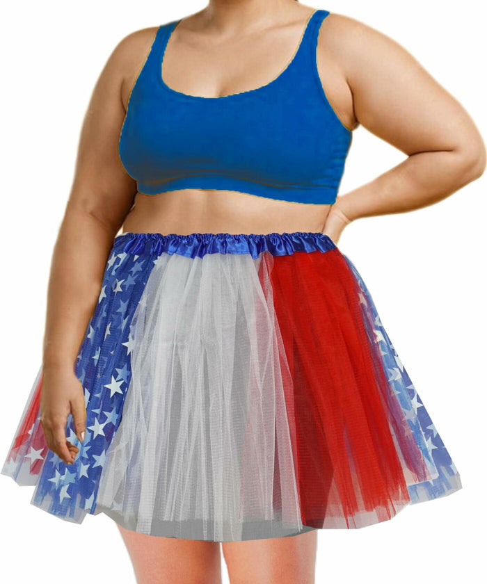 SUFEINI Women's Plus Size Usa Star Tutu Skirt Dance Ballet Halloween Size Plus by Deal US