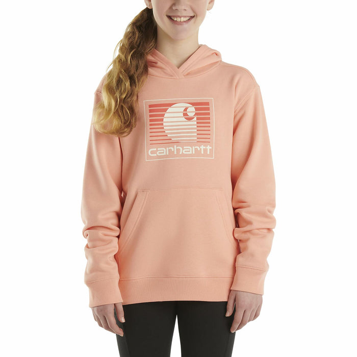 Carhartt Girls Pullover Hoodie Graphic Sweatshirt Peach Amber Size 6X by Deal US