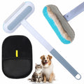 Generic Pet Hair Remover Glove 4-in-1 Brush 17in Handle Black Ergonomic Grip by Deal US
