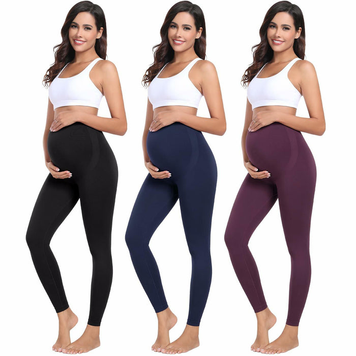 URUWASHI Womens Maternity Leggings High Waist Seamless Workout Black Size M by Deal US
