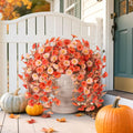 HyeFlora 2PCS Faux Fall Hanging Flowers Plants UV Resistant Orange+Light Orange by Deal US