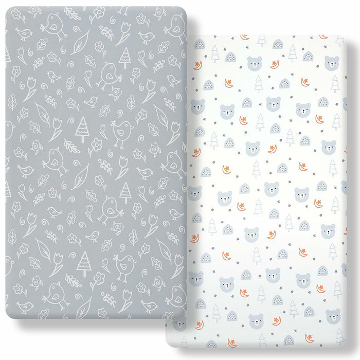 FHMJYH 2PC Super Soft Stretch Knit Crib Sheet Set Microfiber 52x28 Brown Beige by Deal US