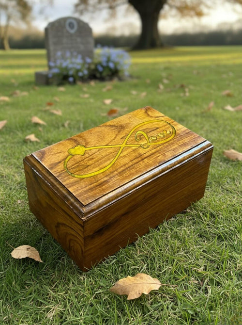 AYZCORP Wooden Urn Infinity Love Design Rosewood Pet Cremation Box by Deal US