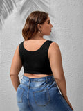 WDIRARA Women's Plus Size Bralette Scoop Neck Crop Cami Top Bra Blue 3XL by Deal US
