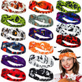 JaGely 16 Pcs Halloween Elastic Headbands Colorful Cartoon Non Slip by Deal US