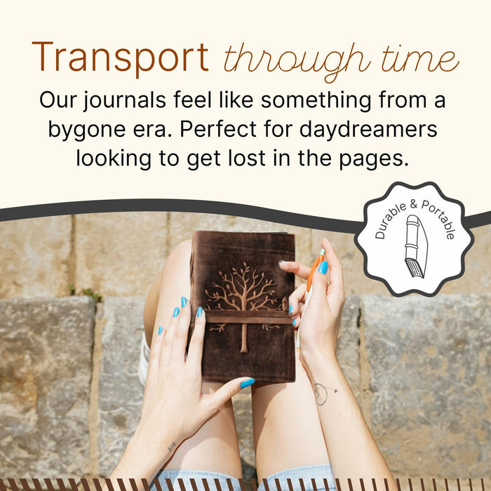 NomadCraftsCo. Vintage Leather Journal Tree of Life Embossed 11.5x8.25 Brown by Deal US