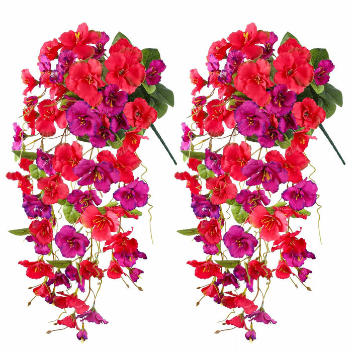 Ivydale Artificial Hibiscus Hanging Flowers UV Resistant Outdoor 2pcs Fuchsia by Deal US