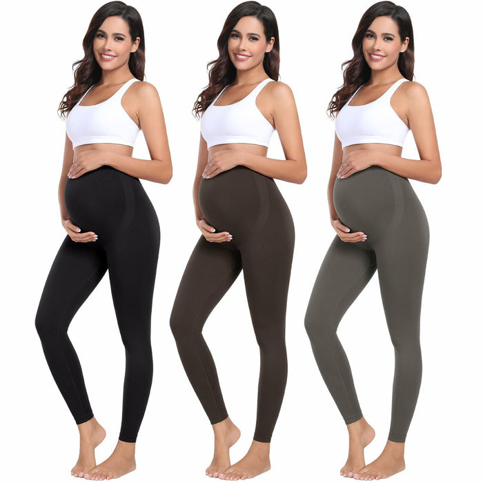URUWASHI Womens Maternity Leggings High Waist Seamless Workout Black Size L by Deal US