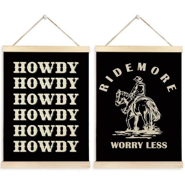 TAEDIN Western Wall Art Poster Hanger Frame Set of 2 Black 12x16 by Deal US