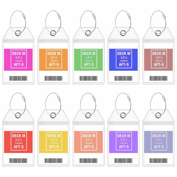 10 Pack Princess Clear Luggage Tag Holders with Steel Loops for Cruise Ships by Deal US
