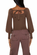 Forever 21 Gigot-Sleeve Sweater-Knit Crop Top Espresso Brown Size XS by Deal US