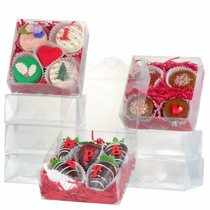 RomanticBaking 20 Pack 6x6x2in Clear Window Cookie Boxes PET Material by Deal US