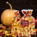 QOIUSO 100PCS Thanksgiving Treat Bags with 110 Twist Ties Pumpkin Leaf by Deal US