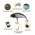 1ZU 3-Pack Fishing Lures with VMC Hooks Crankbait Bass Perch Walleye Trout Pike by Deal US