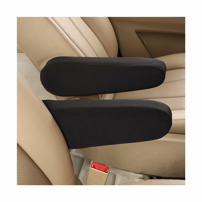 Kewucn 2PCS Car Front Seat Armrest Covers Elastic Fabric Universal Black by Deal US