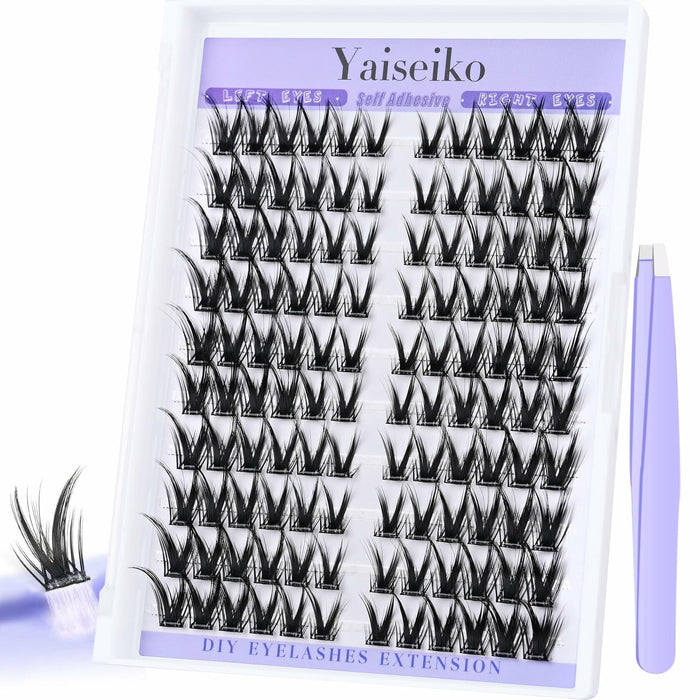 Yaiseiko Self-Adhesive Manga Lash Clusters 120pcs 8-16mm No Glue Kit by Deal US