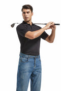 Derifelt Men’s Moisture-Wicking Polo – Quick Dry, UV Protection, Black XL by Deal US