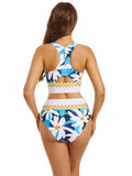 Subriank 2-Piece High-Waist Colorblock Swimsuit for Women (DeepSkyBlue, M) by Deal US