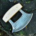 Handmade Damascus Steel Ulu Knife – Multi-Purpose Kitchen Blade with Sheath by Deal US