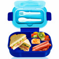 DifaBella Kids Lunch Box – 4-Compartment Bento Box with Spoon & Fork (Blue) by Deal US
