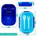 DifaBella Kids Lunch Box – 4-Compartment Bento Box with Spoon & Fork (Blue) by Deal US