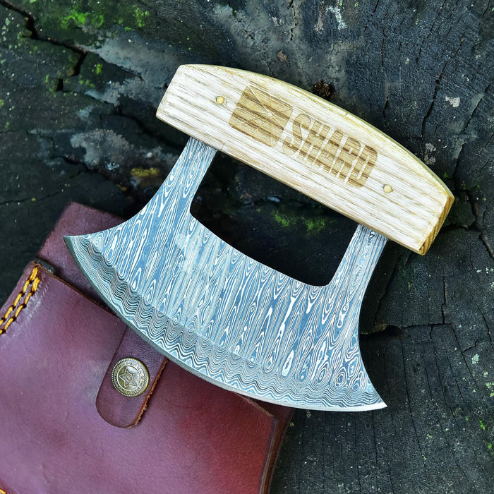 Handmade Damascus Steel Ulu Knife – Multi-Purpose Kitchen Blade with Sheath by Deal US