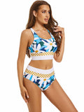 Subriank 2-Piece High-Waist Colorblock Swimsuit for Women (DeepSkyBlue, M) by Deal US