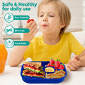 DifaBella Kids Lunch Box – 4-Compartment Bento Box with Spoon & Fork (Blue) by Deal US