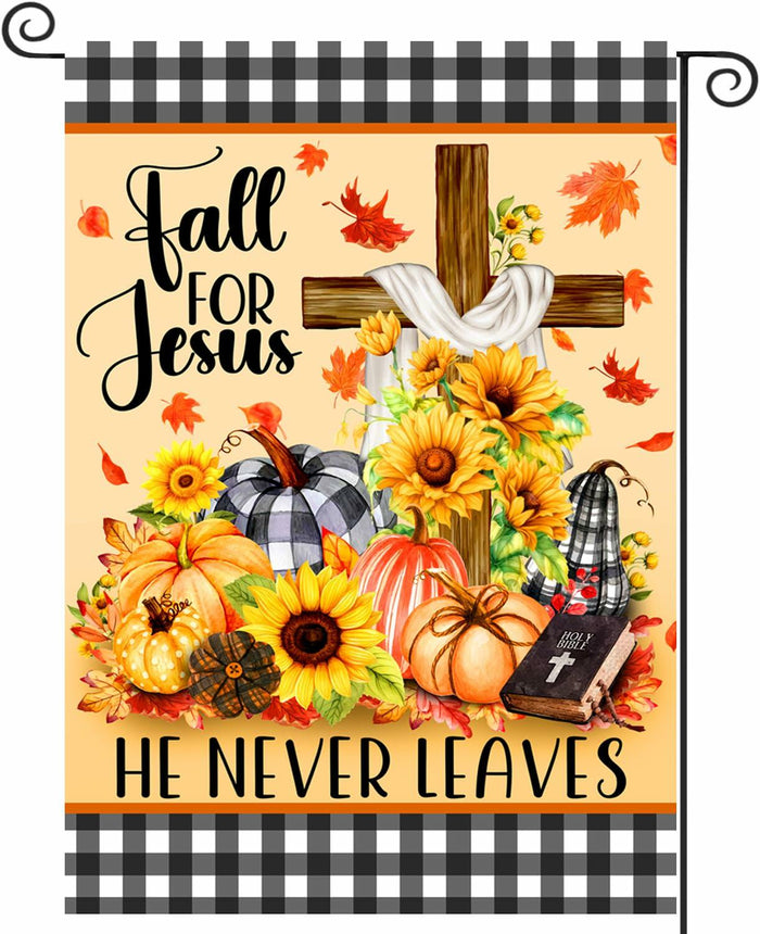 4SEASONS POD “Fall For Jesus” Autumn Pumpkin Christian Garden Flag 12x18 by Deal US