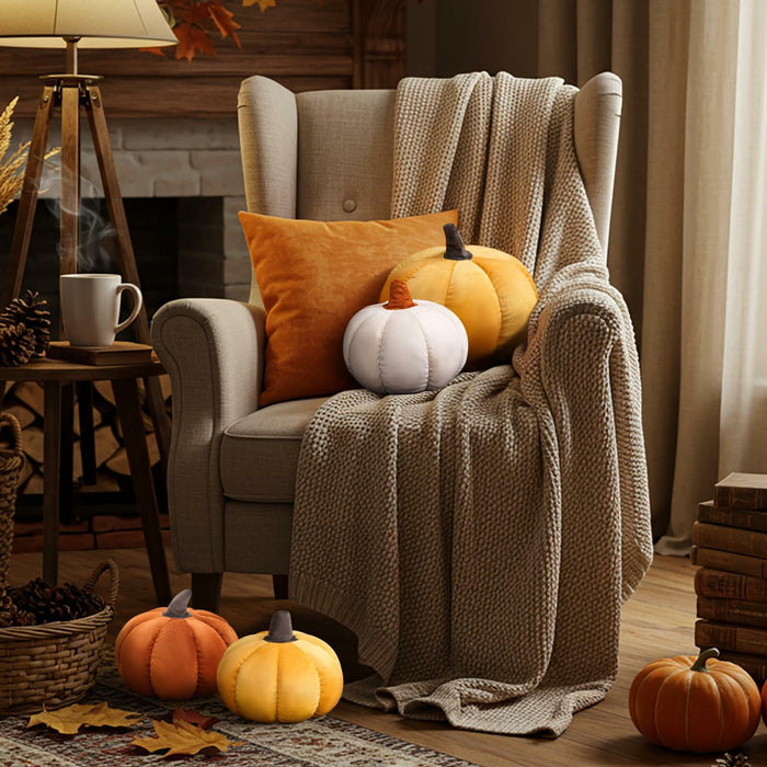 Yookeer 2PCS Halloween Pumpkin Throw Pillows Velvet 3D Soft Decorative Cushion by Deal US
