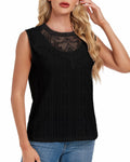 AGWISH Women’s Lace Tank Top Sleeveless Summer Casual Slim Fit Black S by Deal US