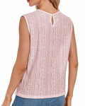 AGWISH Women’s Sleeveless Ruffle Lace Blouse Semi Sheer Floral Light Pink XL by Deal US