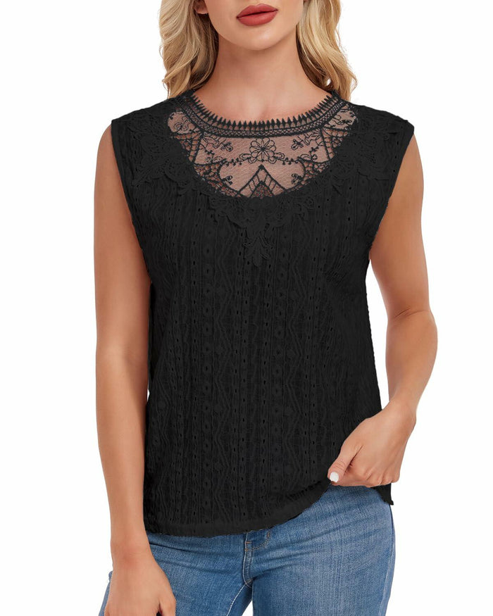 AGWISH Women’s Lace Tank Top Sleeveless Summer Casual Slim Fit Black S by Deal US
