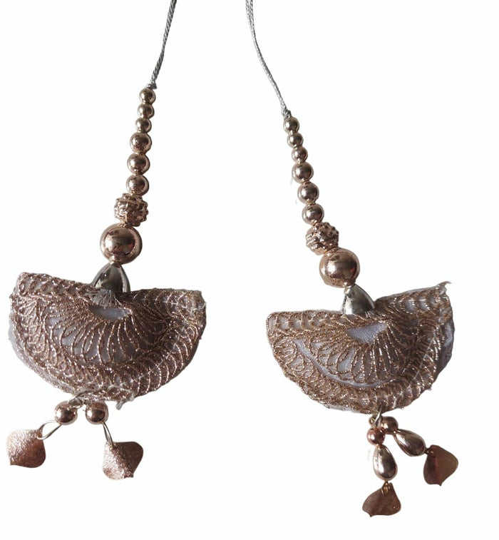 Handmade Ethnic Latkan Tassels for Saree & Blouse 1 Pair Light Coffee by Deal US